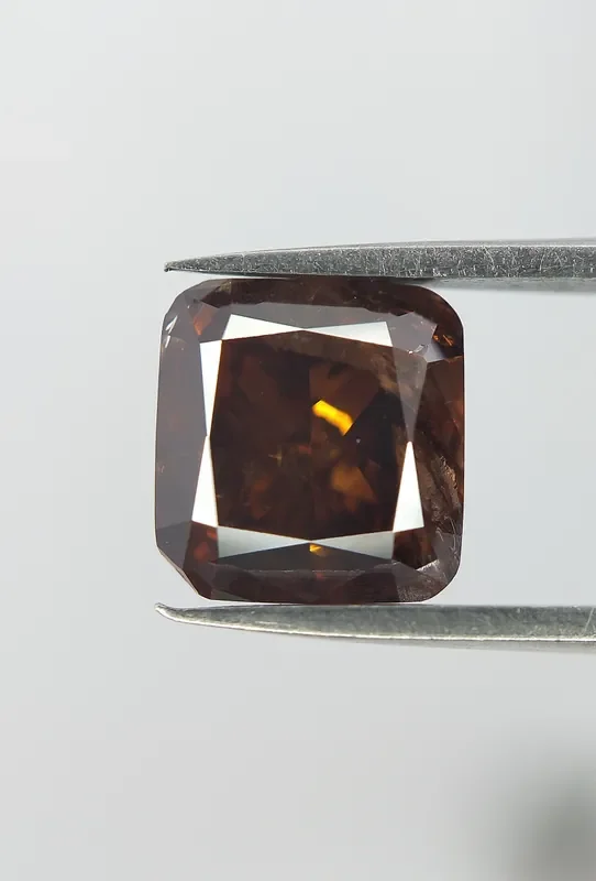 Cushion Diamond , Dark Cognac Color , Rare Natural Diamond 1.11 cts