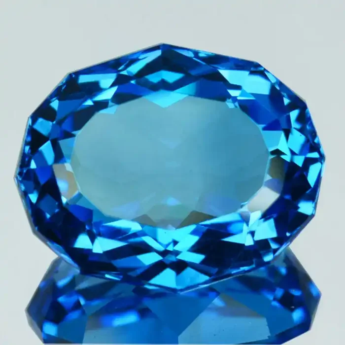 Custom 16.36Ct Natural Swiss Blue Topaz 17 X 14mm Oval Gem