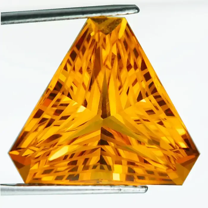 ~CUSTOM CUT~ 42.65 Cts Natural Golden Orange Citrine Fancy Trillion Brazil