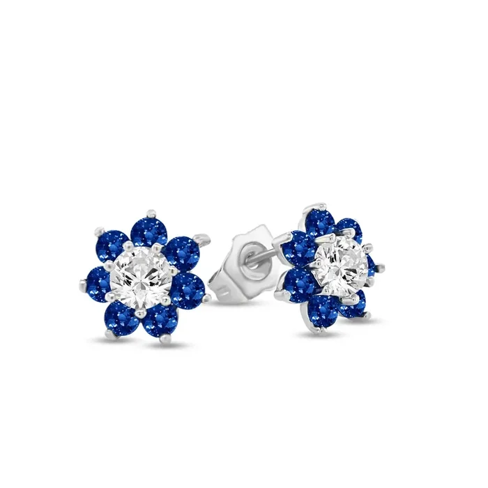 Daisy Studs by AZ Essentials in Blue Sapphire