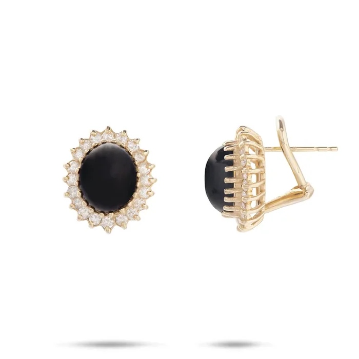 ダイヤモンドと金の王女の王女の黒いサンゴ礁のイヤリング – 10mm