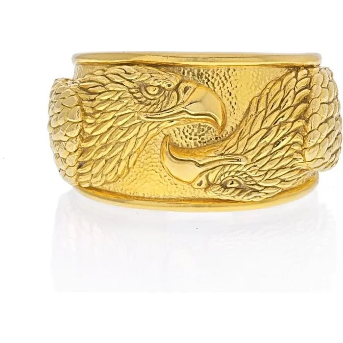David Webb – 18K Yellow Gold Double Head Eagle Cuff Bracelet