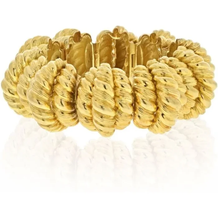 David Webb – 18K Yellow Gold Power Architectural Bracelet