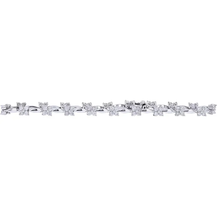 Dazzling Diamond Cluster 14K White Gold Bracelet