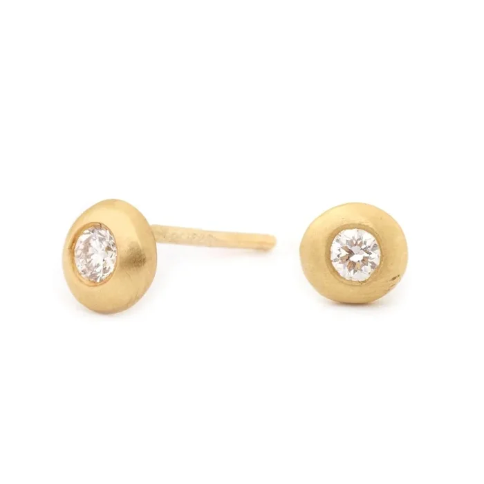 Diamond Bezel Stud Earrings ~ 0.10tcw