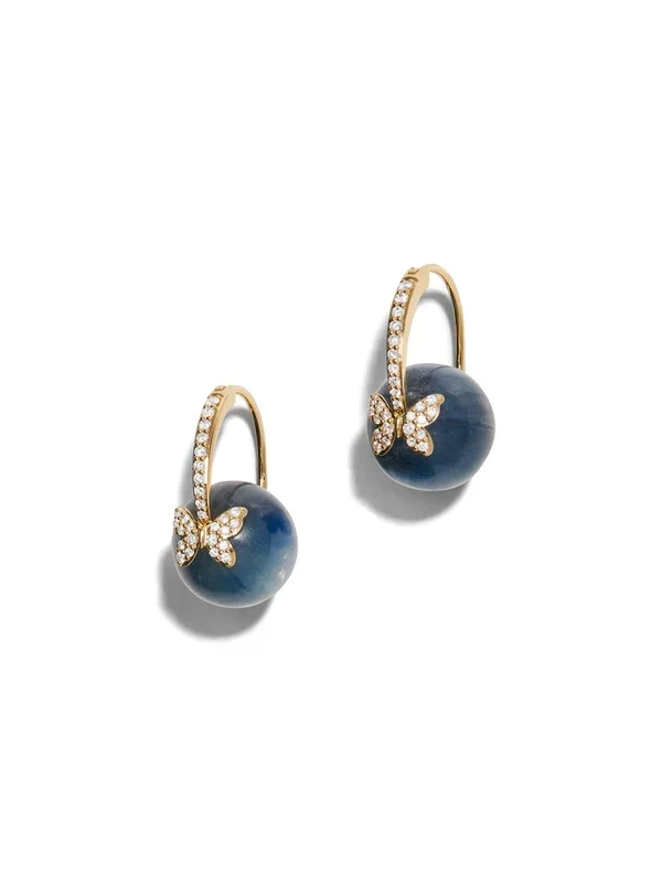Diamond Butterfly Kyanite Yellow Gold Earrings