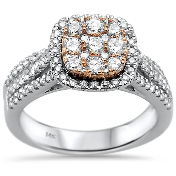 DIAMOND CLOSEOUT! 1.09ct 14k Two Tone Square Engagement Diamond Rinze 6.5