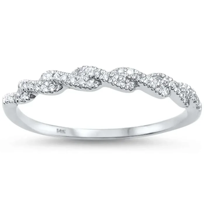 DIAMOND CLOSEOUT! .12ct 14kt White Gold Twisted Band Infinity Diamond Band Ring Size 6.5