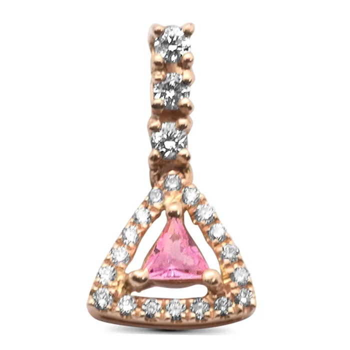 DIAMOND CLOSEOUT! .24ct G SI 14K Rose Gold Diamond & Pink Sapphire Fashion Pendant No Chain