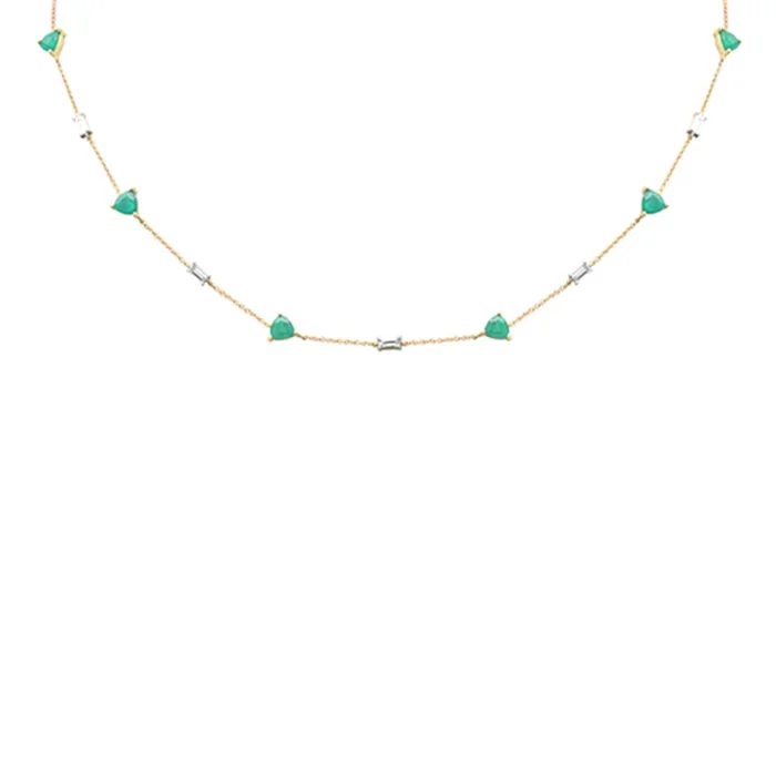 DIAMOND CLOSEOUT! 3.13ct G SI 14K Yellow Gold Diamond & Green Emerald Gemstone Pendant Necklace 16 + 2″ Ext