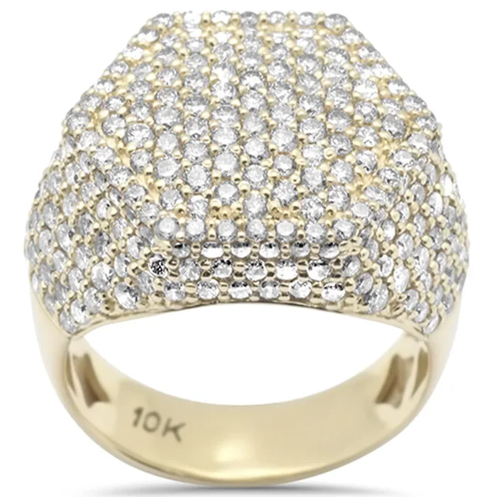 DIAMOND CLOSEOUT! 4.49ct G SI 10K Yellow Gold Hip Hop Men’s Ring