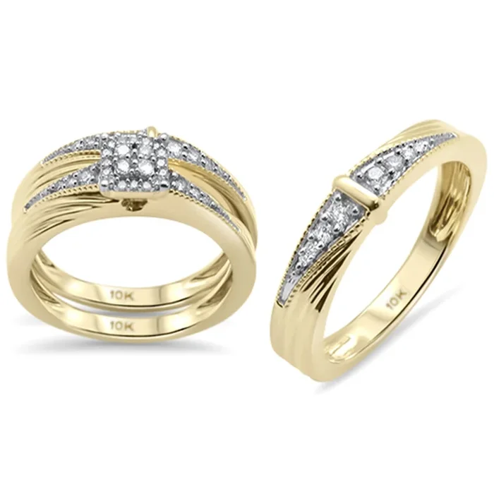 DIAMOND CLOSEOUT! .40ct G SI 10K Yellow Gold Diamond 3pcs Wedding Trio Set