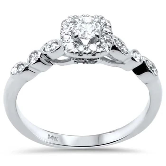 DIAMOND CLOSEOUT! .43ct G SI 14K White Gold Cushion Shaped Diamond Engagement Ring Size 6.5