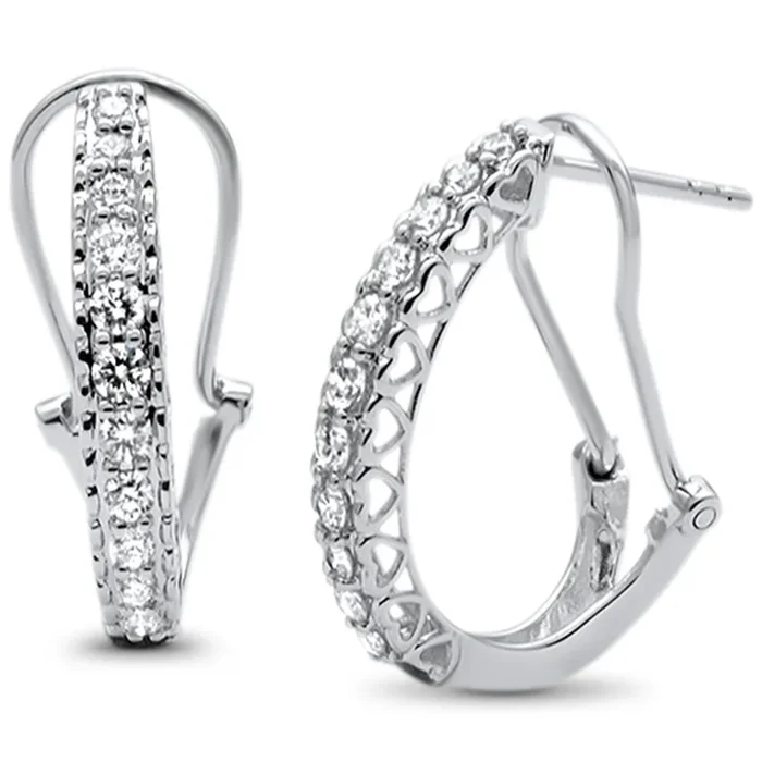 DIAMOND CLOSEOUT! .50ct F SI 14kt White Gold Diamond J Hoop Huggie Earrings