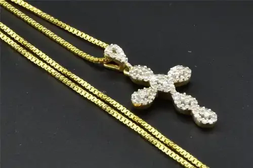 Diamond Cross Pendant 10K Yellow Gold 0.27 CT. Infinity Design Charm