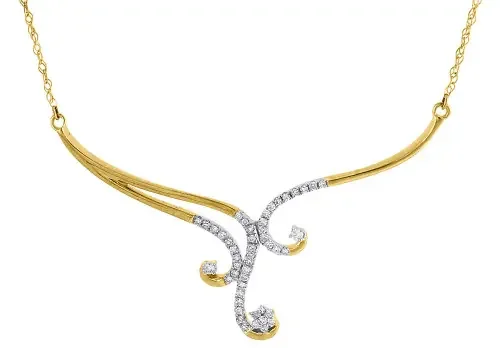 Diamond Designer Necklace 18″ Ladies 10K Yellow Gold Round Pave Pendant 0.25 Tcw