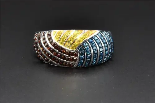 Diamond Domed Cocktail Band Right Hand Ring 10K White Gold Round Cut 0.40 Ct