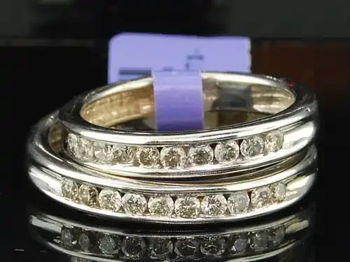 Diamond Duo Set 14K White Gold Round Matching Wedding Band 0.69 Tcw.