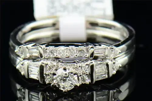 Diamond Engagement Ring 14K White Gold Round Solitaire Bridal Set 1/2 Tcw.