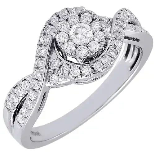 Diamond Engagement Ring Ladies 14K White Gold Solitaire Round Infinity 1/2 Tcw.