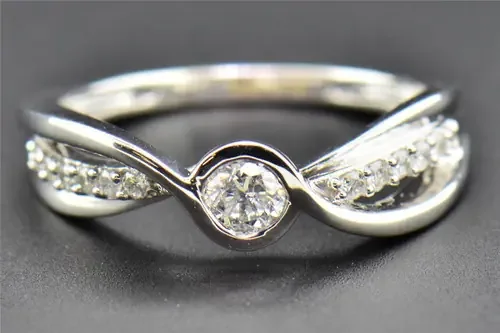 Diamond Engagement Ring Solitaire Round Cut 10K White Gold Swivel 0.35 Ct