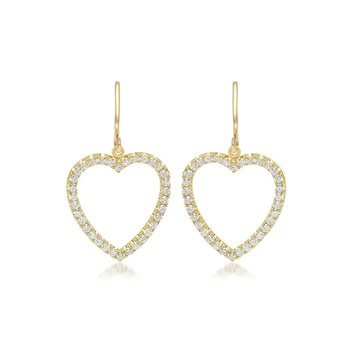 Diamond Large Open Heart Drop Earrings