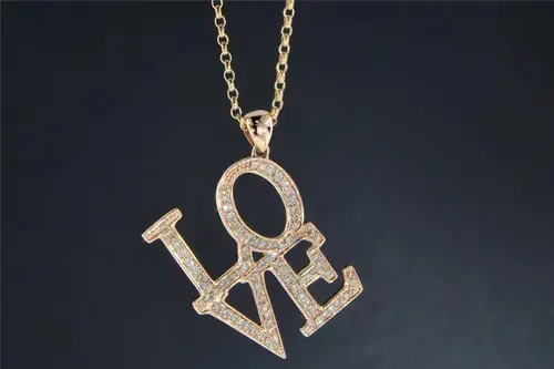 Diamond Love Pendant 10K Rose Gold 0.50 Ct Charm Necklace