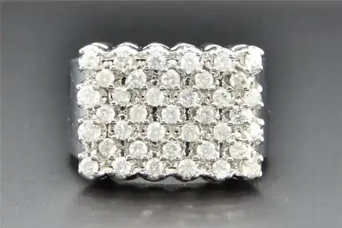 Diamond Statement Pinky Ring 10K White Gold Big Round Cut Mens Band 2 Ct