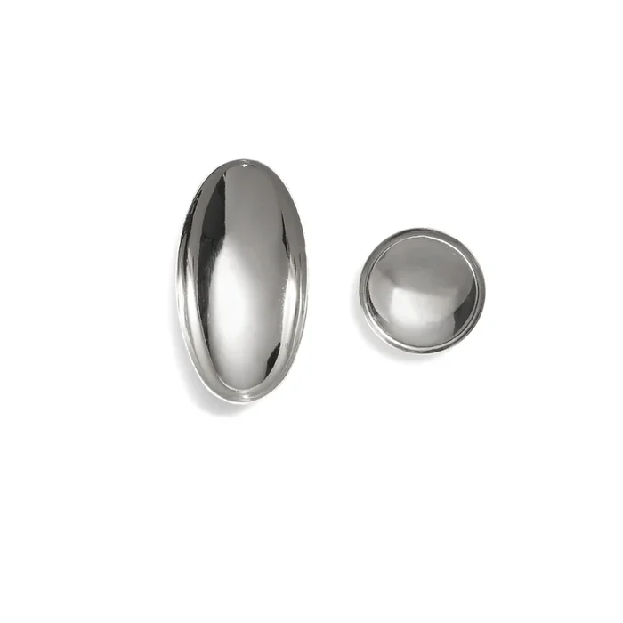Dome Earrings in Rhodium