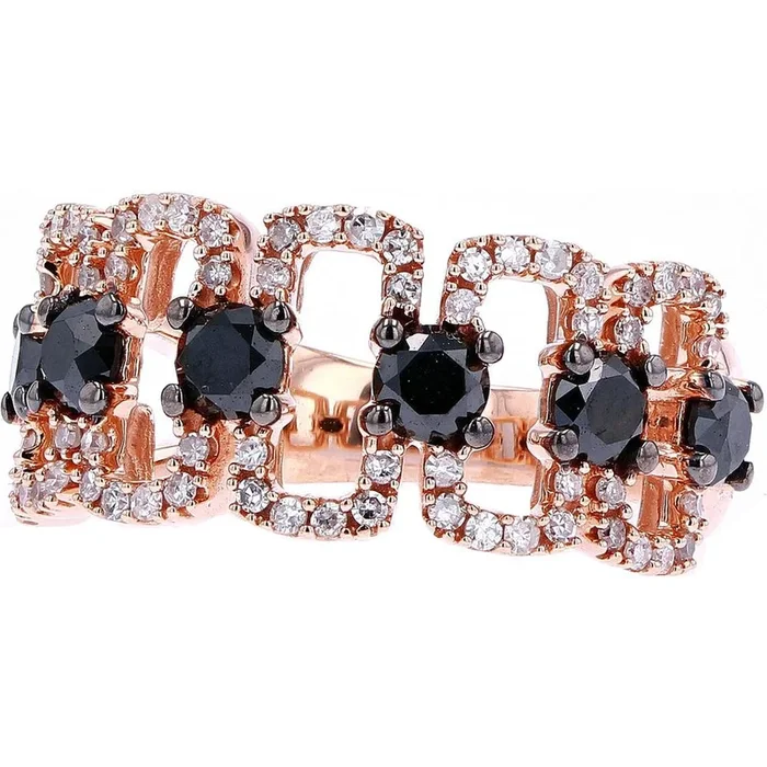 Elegant 10K Rose Gold Black Diamond Ring – 1.52 Carats