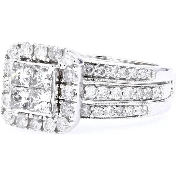 Elegant 10K White Gold 2 Carat Diamond Bridal Set