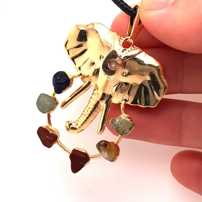 Elephant Gold Seven Chakra – natural stones – BR 1059