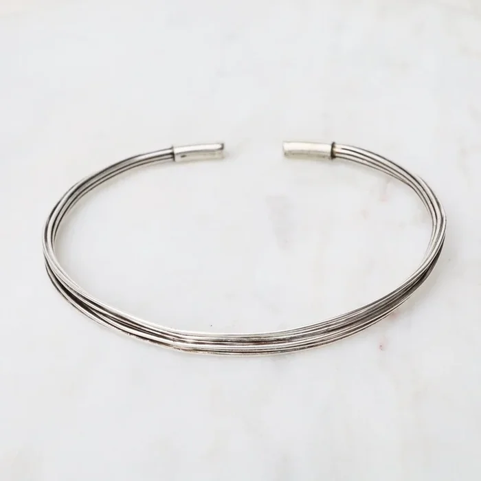 Elephant Hair Inspired Cuff – Oxidized Sterling Silver – 10 Lines