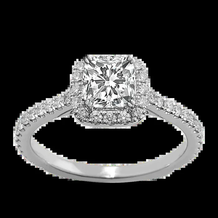 Ella Halo Engagement Ring for 0.75 ct Cushion