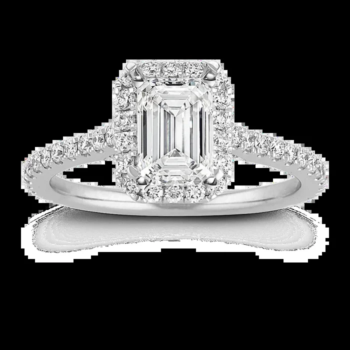 Ella Halo Engagement Ring for 1 ct Emerald Cut