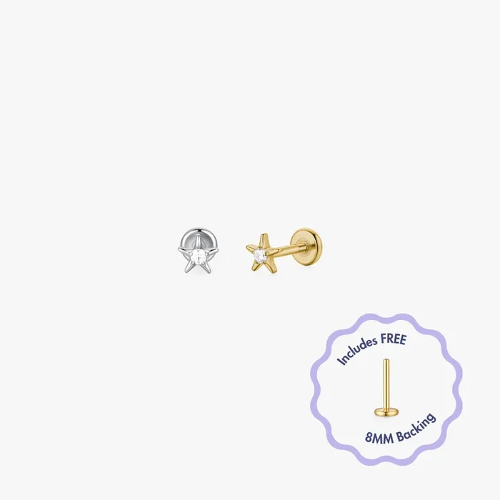 Ellie Star Titanium Flat Back Stud (Single)