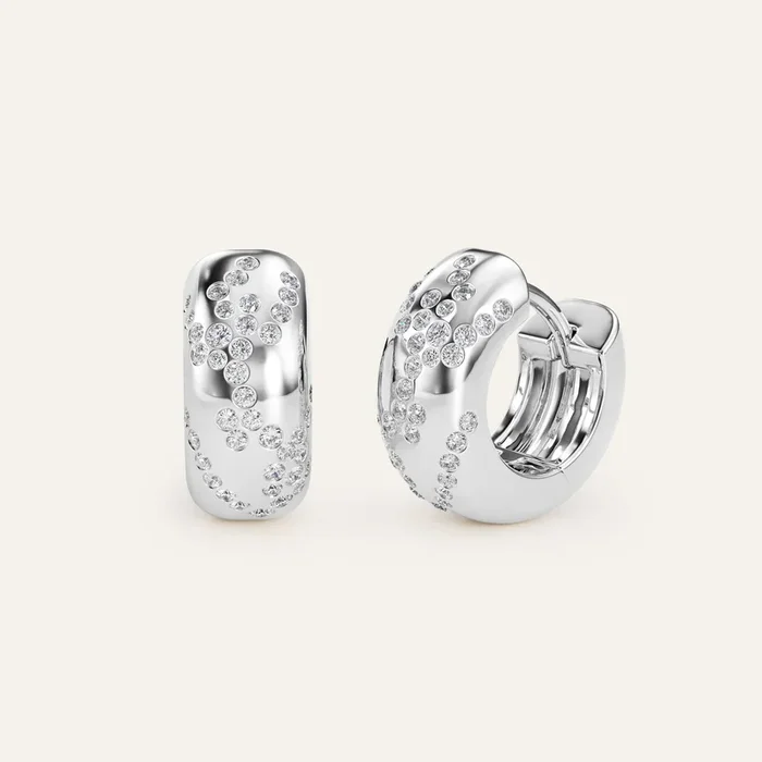 Emergence Huggie Hoops with Diamonds White Gold