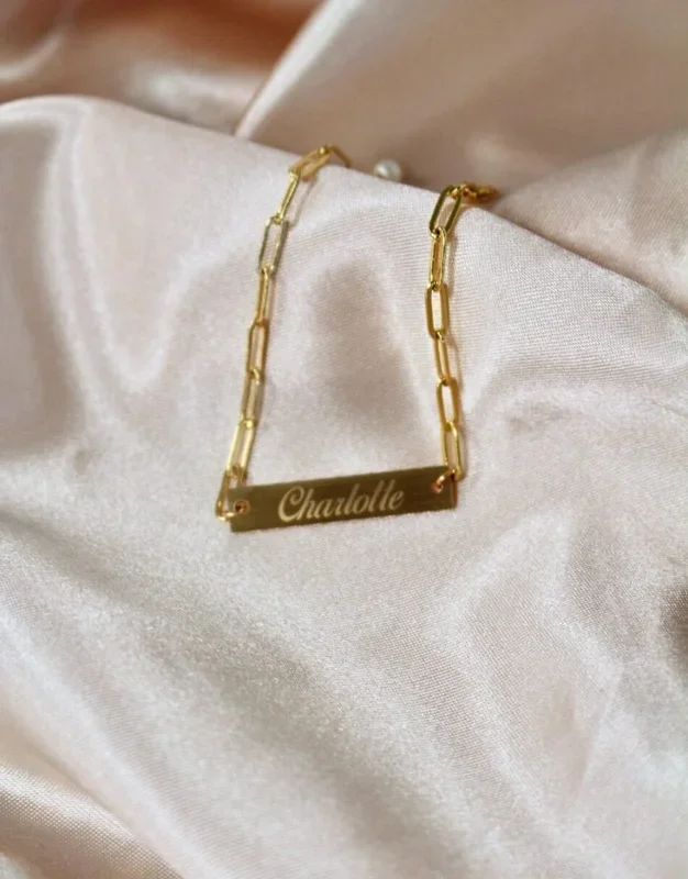 Engraved Golden Paperclip Name Bracelet