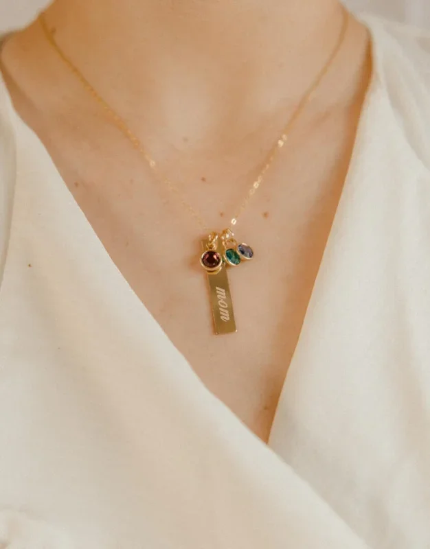 Engraved Name Birthstone Necklace
