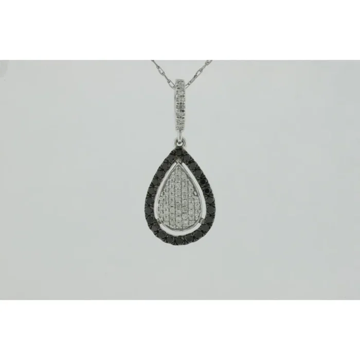 Enigmatic Elegance: 14K White Gold Black Diamond Pendant