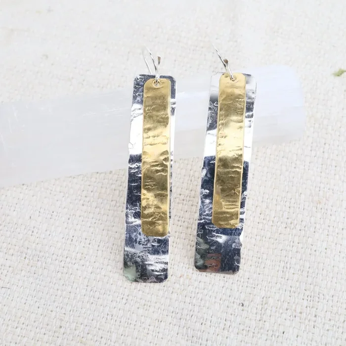 Etched Double Bar Earrings – Gold Filled & Sterling Silver