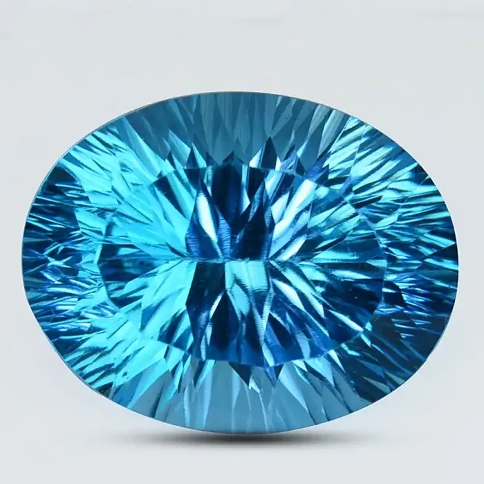 ~EXCELLENT~ 27.40 Cts Natural Baby Blue Topaz 20 X 16mm Oval Concave Cut Br