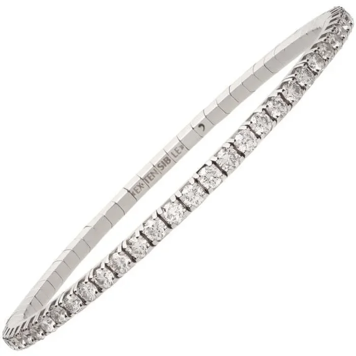 Extensible – 4 Carat Round Diamond Stretch Tennis Bracelet – 18K White Gold