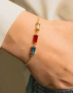 Family Golden Baguette Birthstone Bracelet