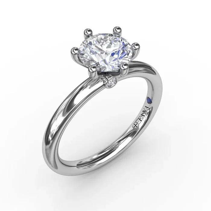 Fana – Classic Six-Prong Round Diamond Solitaire Engagement Ring – S4025 – Available in 14K & 18K Gold (White, Yellow or Rose) and Platinum