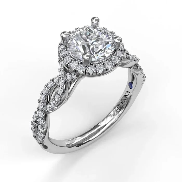 Fana – Round Halo Twist Engagement Ring – S3906 – Available in Platinum
