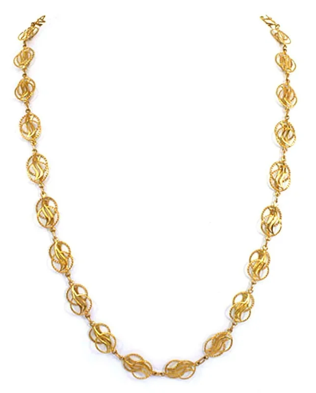 Fancy Wire Open Link 14k Yellow Gold Necklace 30″Long