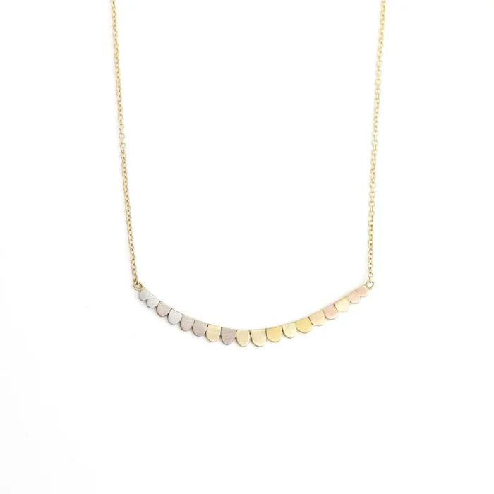Feathered Rainbow Arc Pendant Necklace