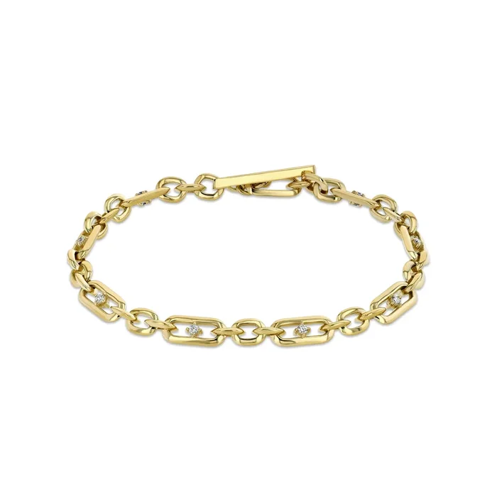 Figaro Chain Bracelet With Two-Sided Diamonds