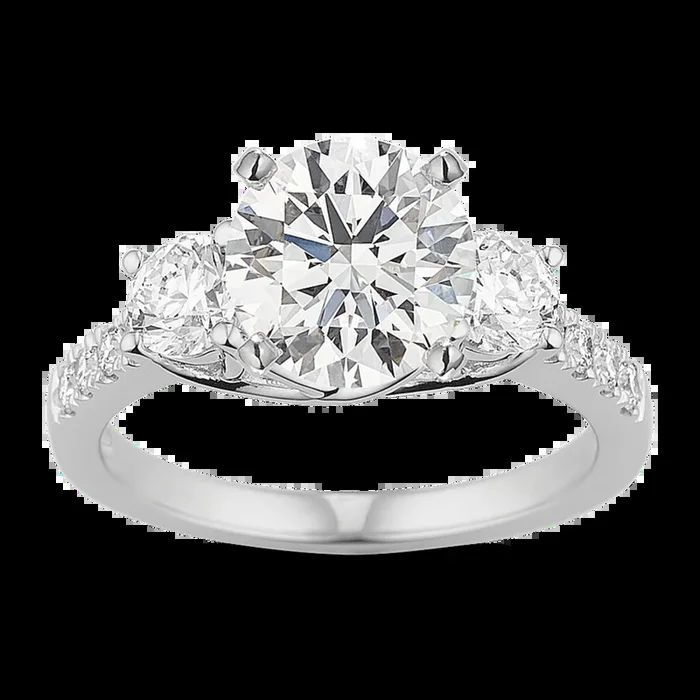 Forte Three-Stone Engagement Ring in Platinum
